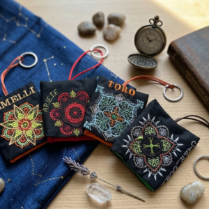 Portachiavi segno zodiacale ricamato